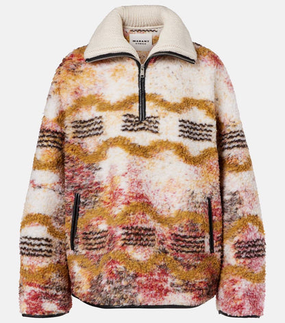 IM Marner Patterned Wool-blend Fleece Quarter-zip Pullover Coat