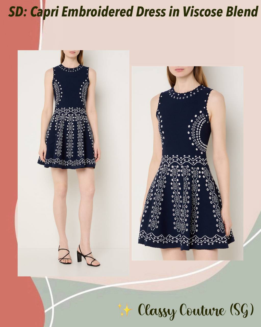 SD Capri Embroidered Dress in Viscose Blend