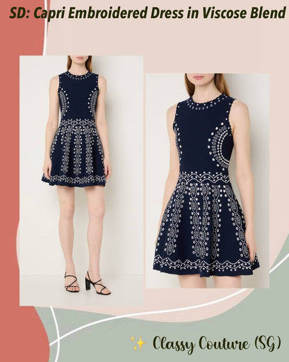 SD Capri Embroidered Dress in Viscose Blend