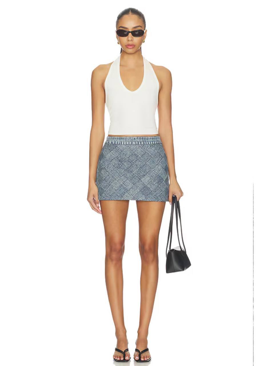 AO Rubi Woven Denim Micro Skirt in Indigo