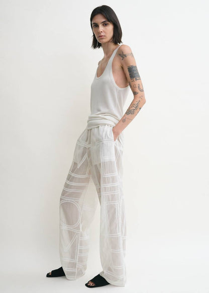 TOT Monogram Embroidered Classic Shirt | Summer PJ Bottoms Pant | Silk-Cotton Set