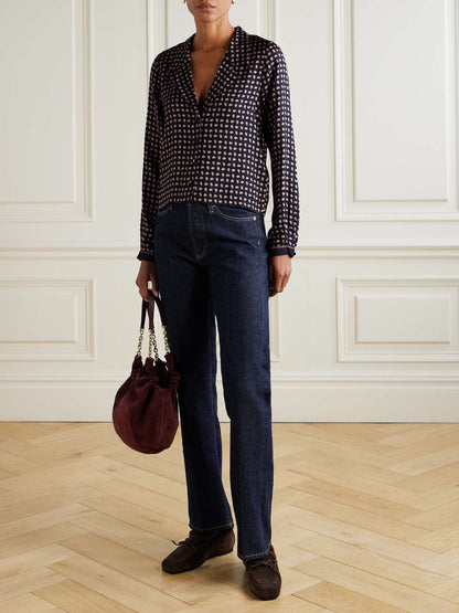 DN Juliana Silk-Viscose Long Sleeved Blouse Top