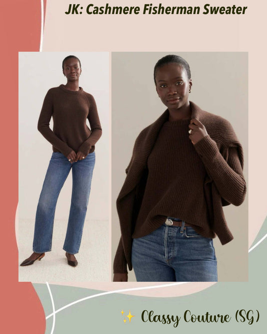 JK Cashmere Fisherman Sweater in Chocolate