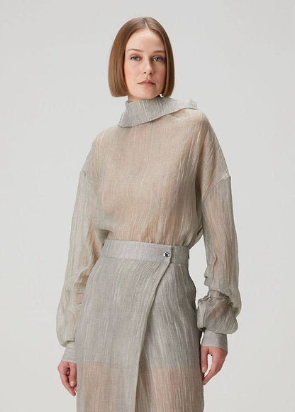 TG Delfi Sheer Grey Blouse | Skirt