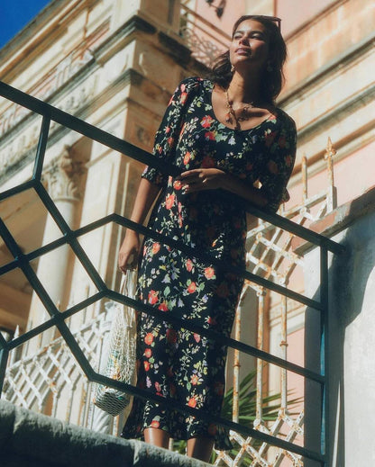 RX Oleander Viscose Midi Dress
