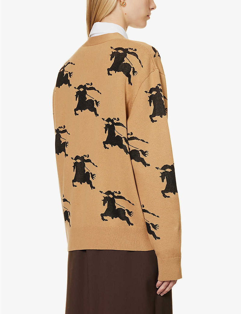 BBR Brittany Cotton Silk All-over Logo Cardigan in Tan EKD