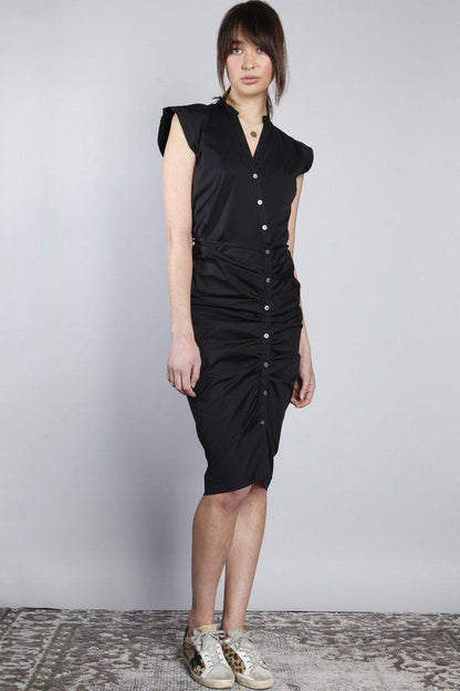 VB Ruched Stretch-Cotton Midi Shirtdress Dress