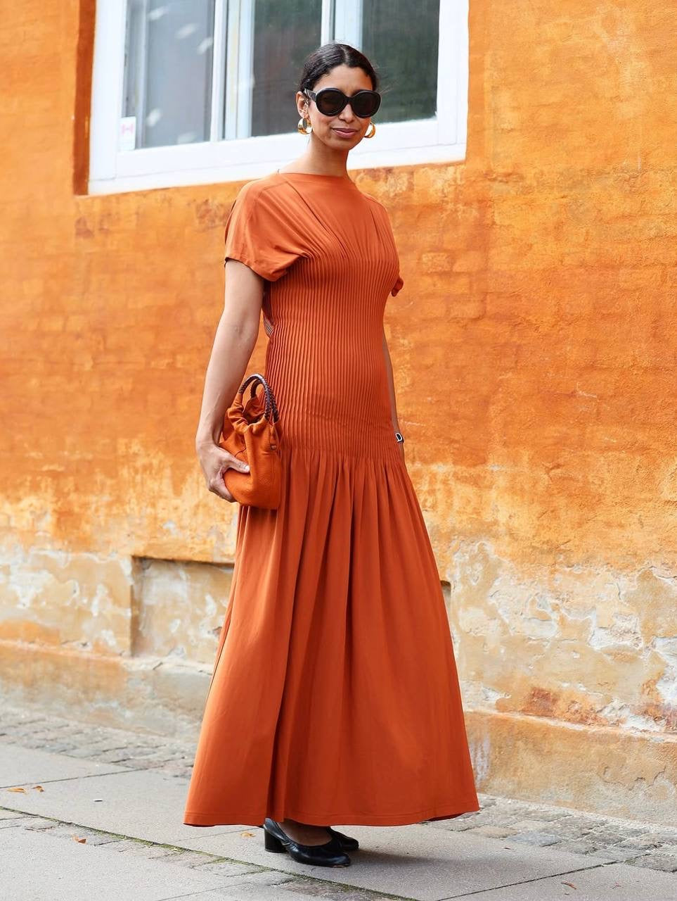 TOT Knife Pleated Viscose Maxi Dress