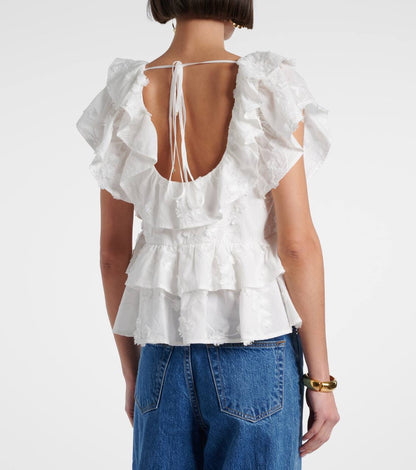 DS Light Volumes Ruffle Cotton Backless Top