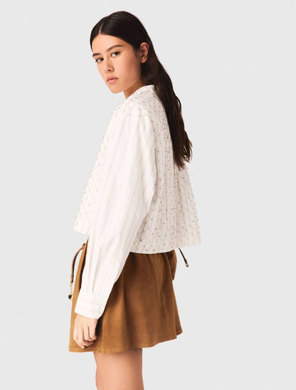 MJ Sequin Beaded Cropped Skirt | Bubble Mini Skirt | Cotton Set