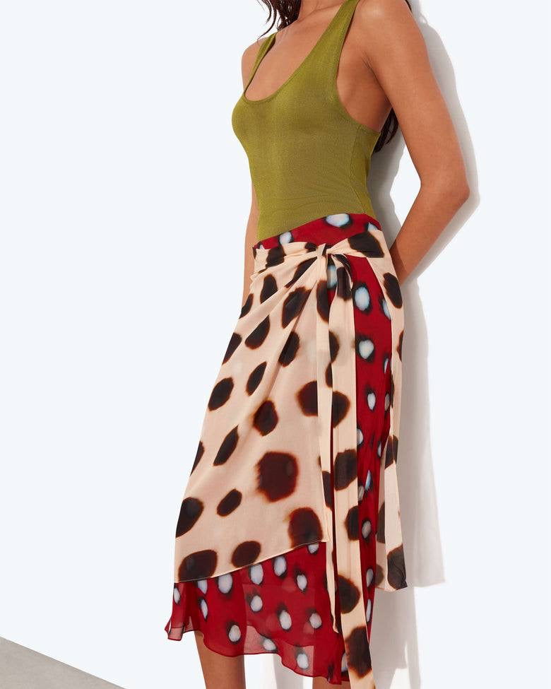 RB Rheta Dot Print Viscose Wrap Midi Skirt