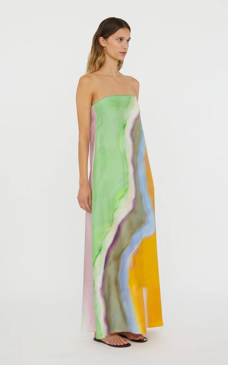CE Aura Silk Strapless Maxi Dress