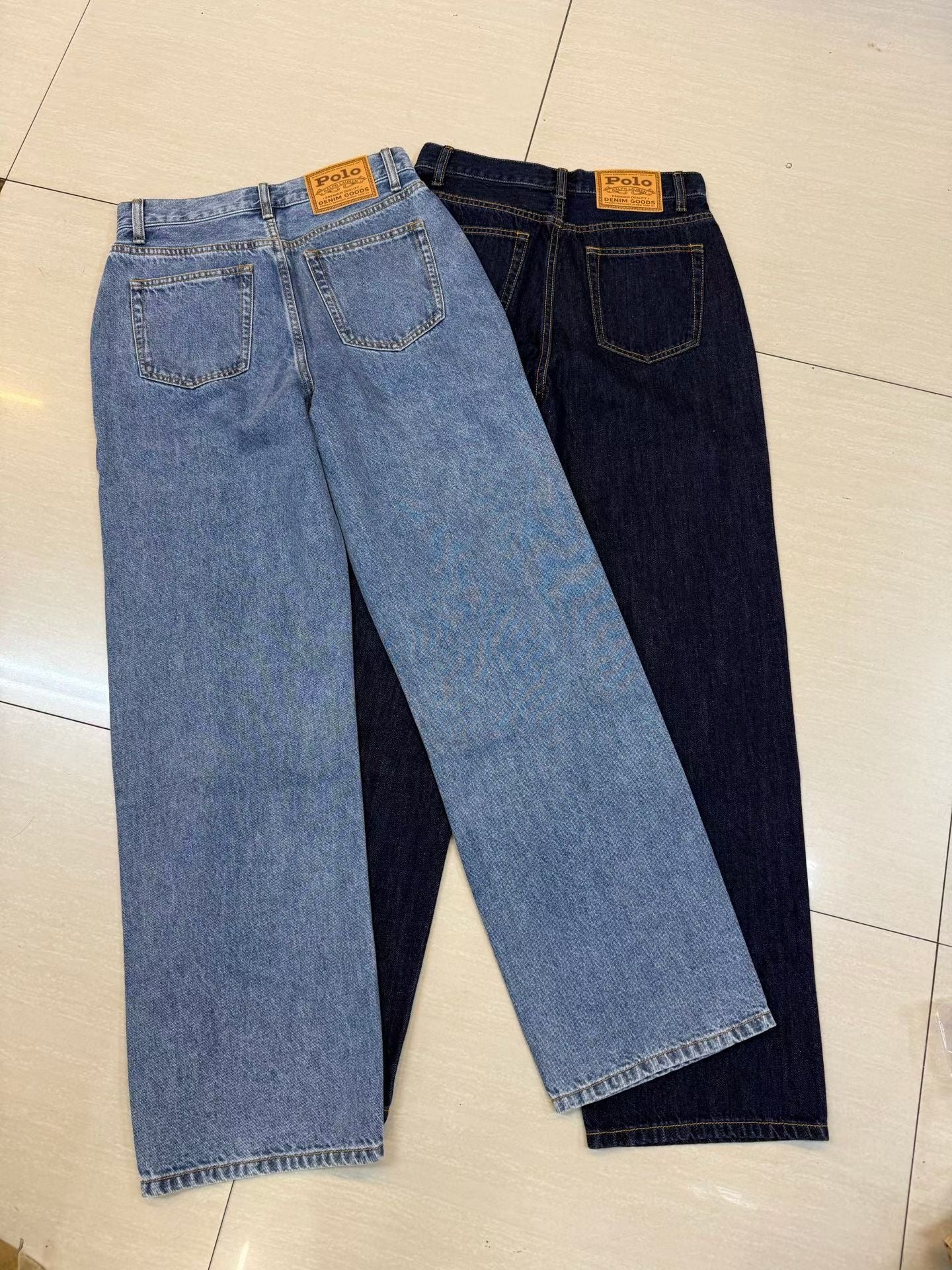 RL Straight Leg Cotton Denim Jeans with Pony Embroidered Pocket