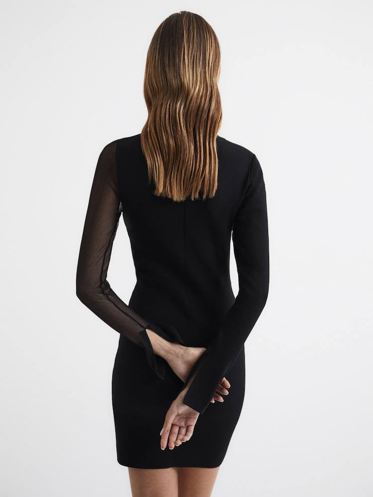 RS Kat Sheer Panel Knitted Midi Dress