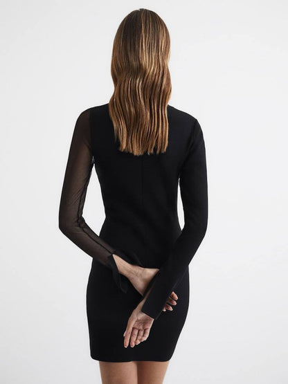 RS Kat Sheer Panel Knitted Midi Dress