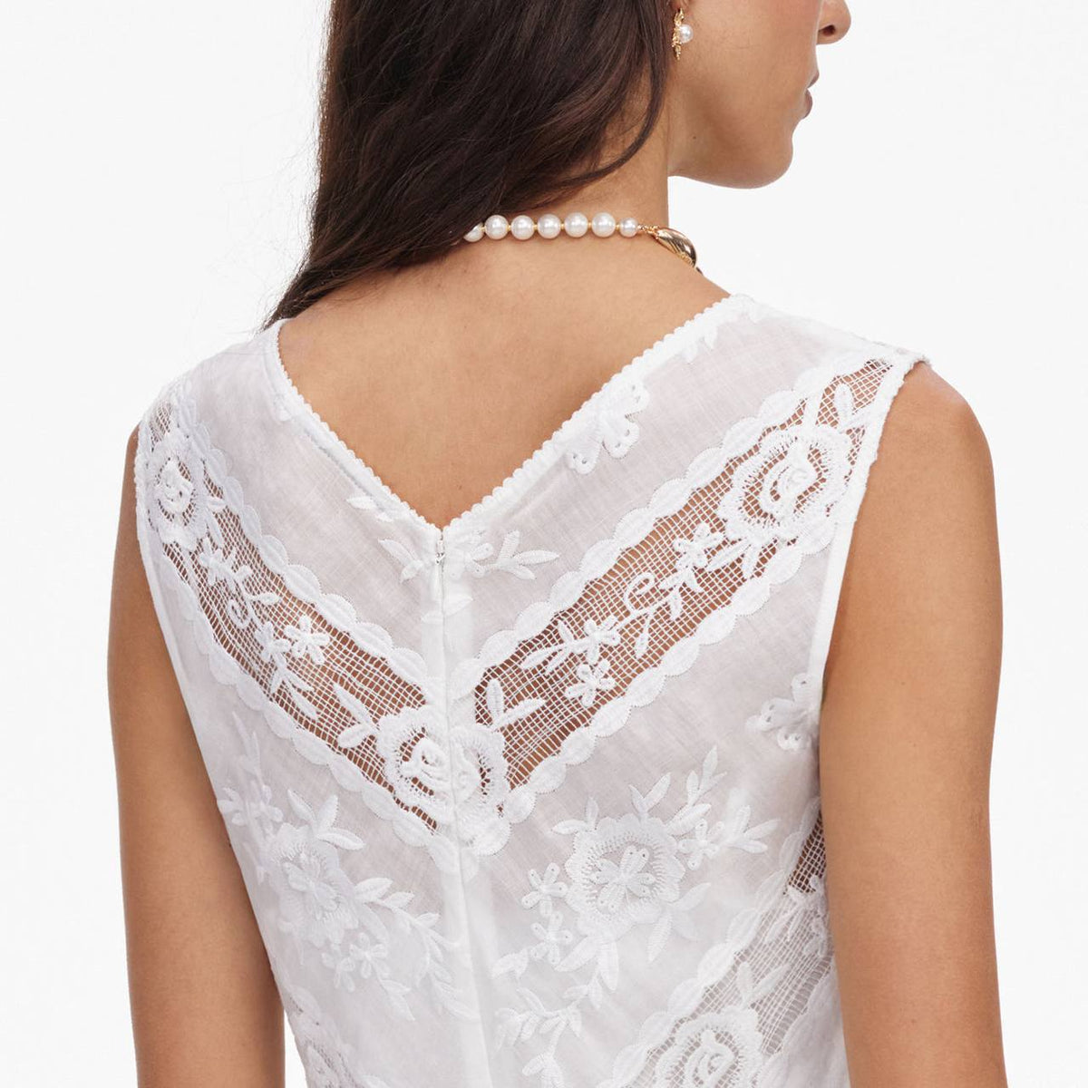 SP White Ramie Sleeveless Midi Dress