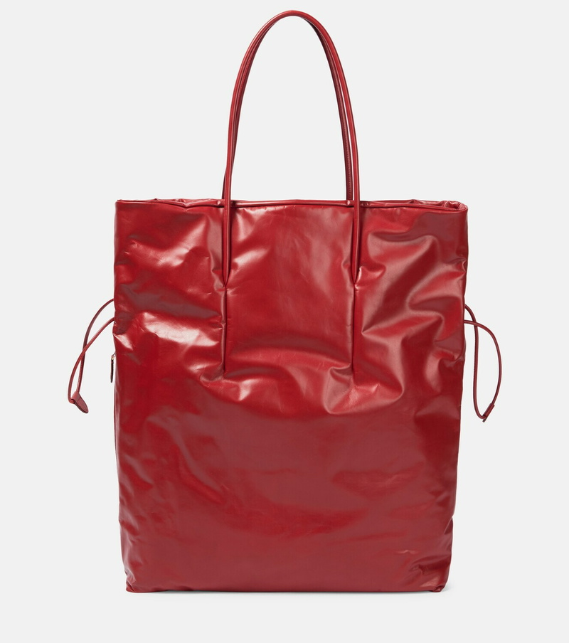 TR Polly Smooth Calfskin Leather Drawstring Tote Bag