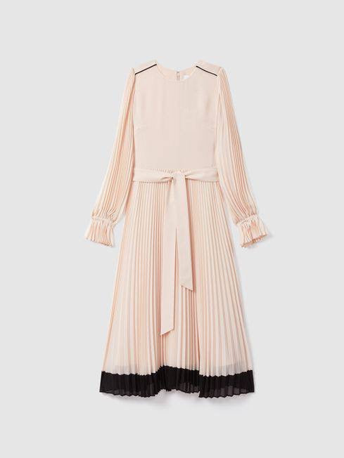 RS Priya Pleated Belted Midi Dress