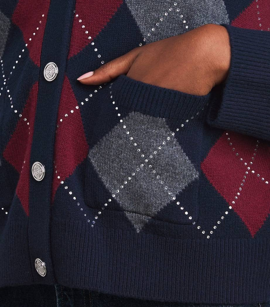 MJ Argyle Cropped Embellished Wool Cardigan