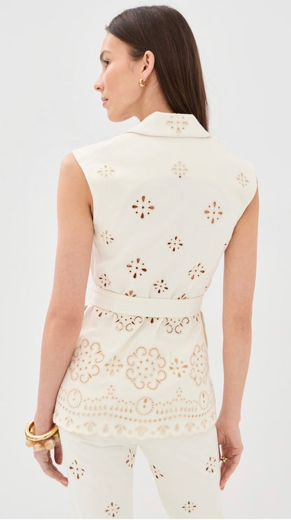 VB Townes Eyelet Vest | Komi Pants | Embroidered Stretch-cotton Twill Set