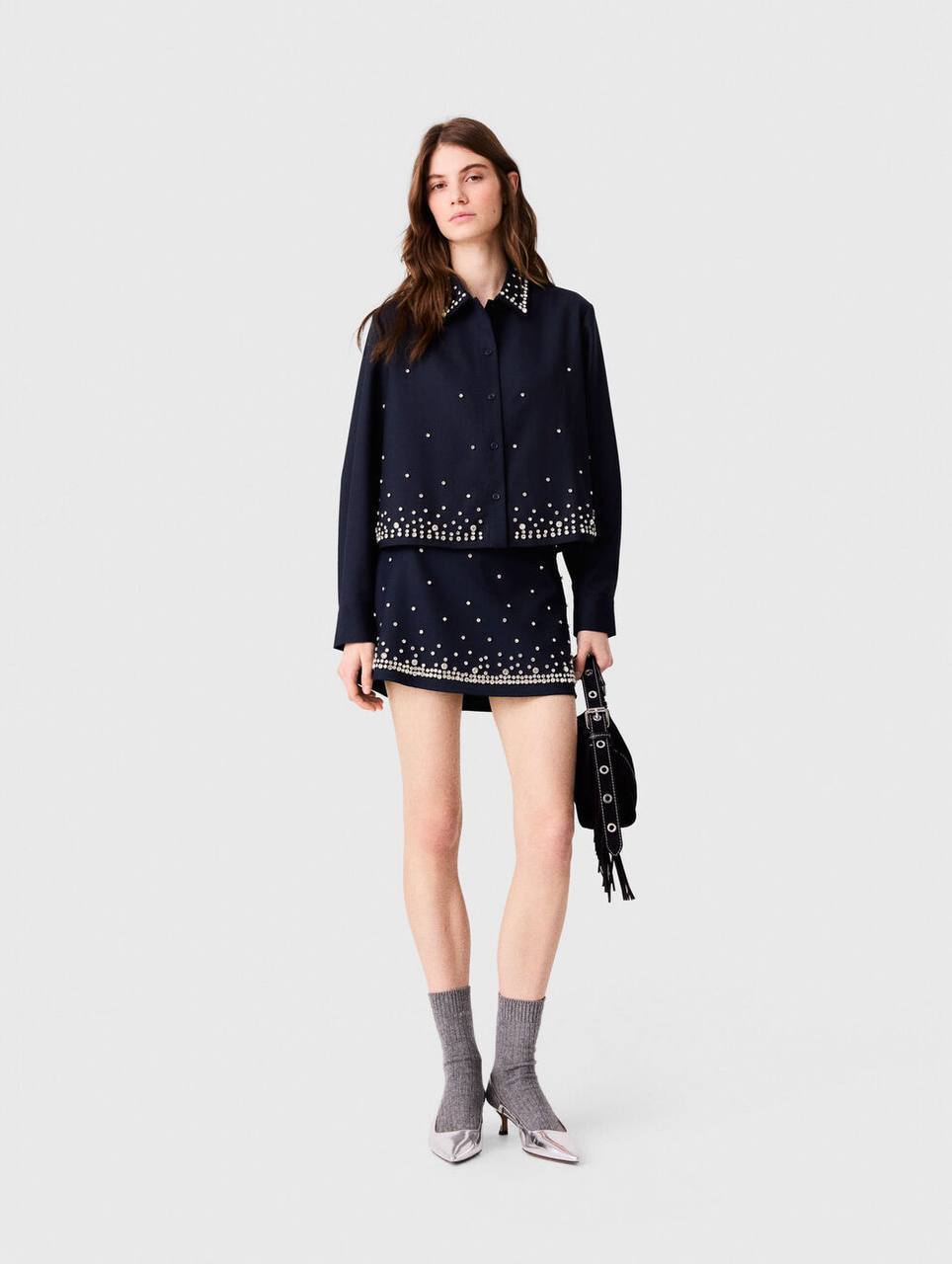 MJ Rhinestone Embellished Shirt Shorts