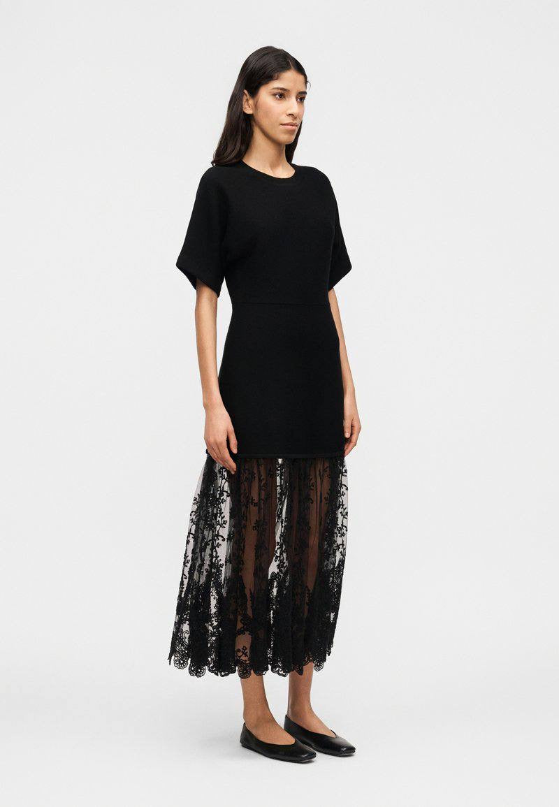 SE Diane Lace-Trimmed Merino Wool Knit Midi Maxi Dress