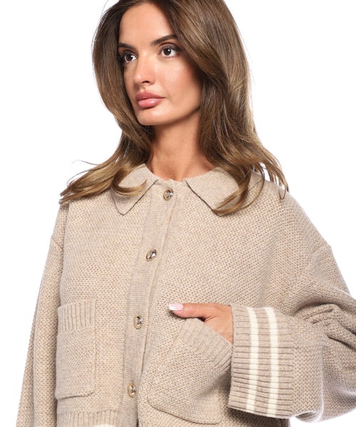 SD Enchanteur Wool Decorative Stitch Cardigan