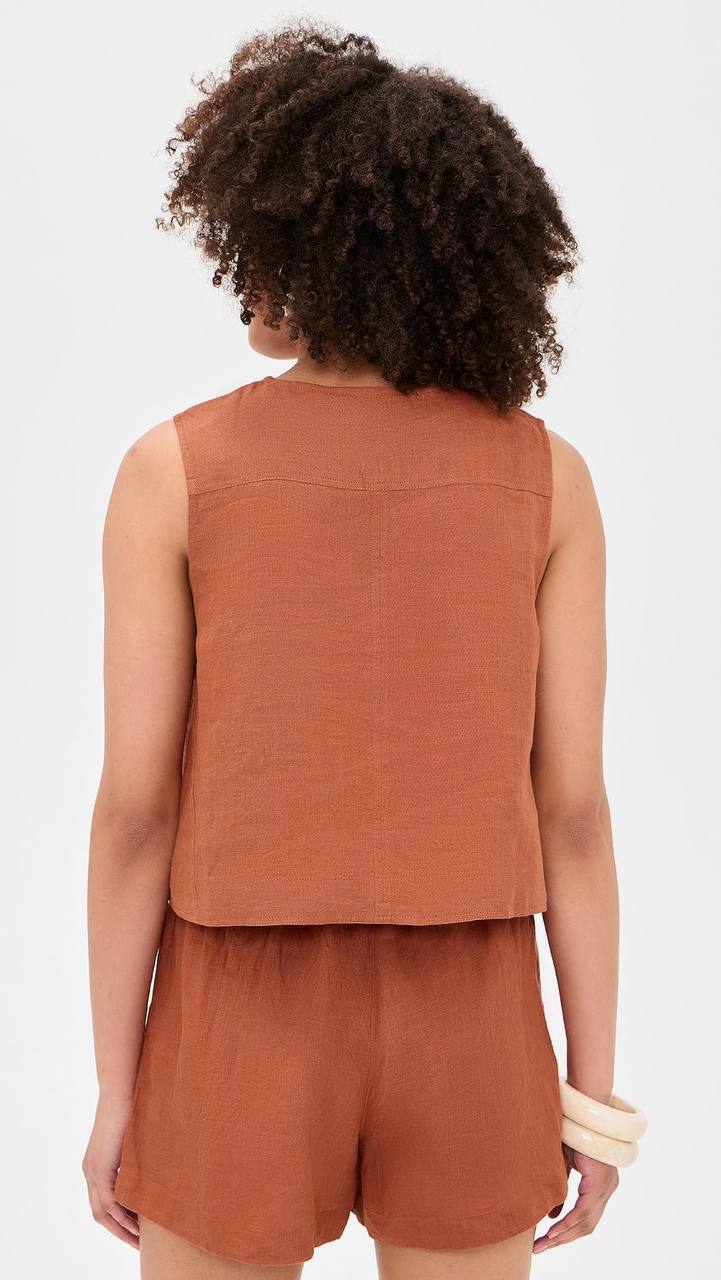 AA: Godet Linen Tank | Mar Shorts in Harissa