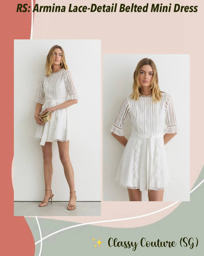 RS Armina Lace-Detail Belted Mini Dress