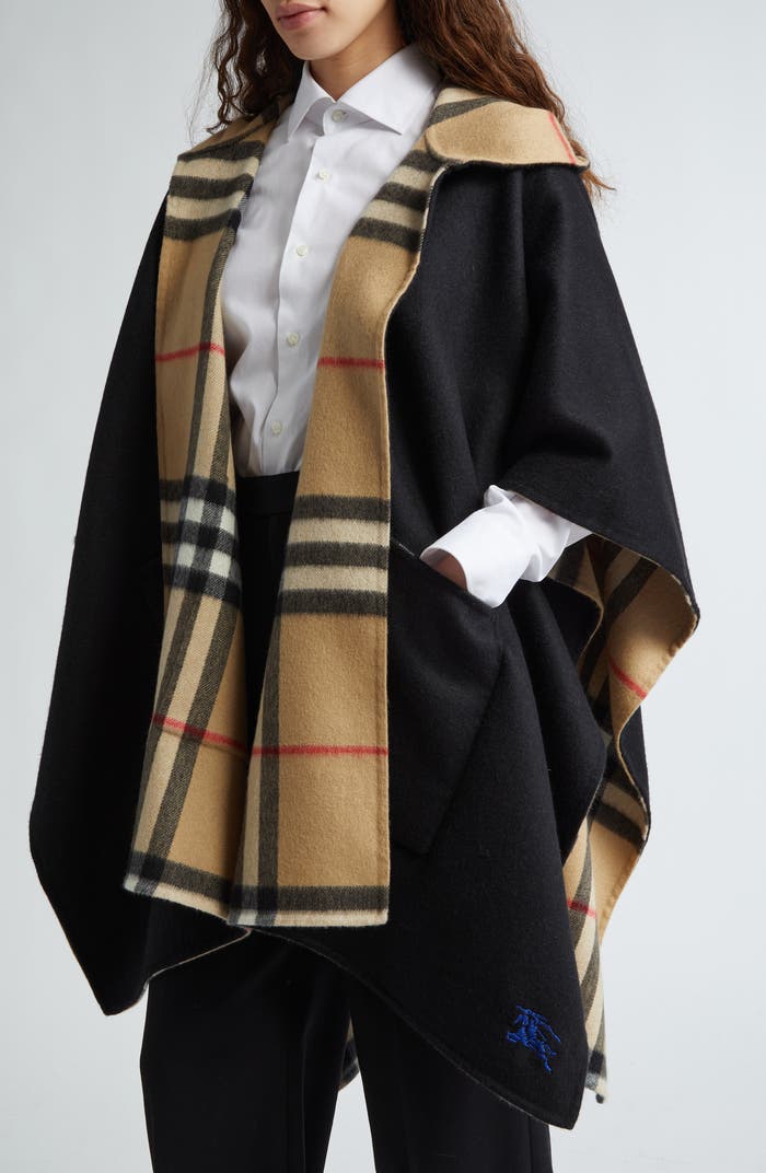 4 Colors! BBR Cashmere Reversible Hooded Cape