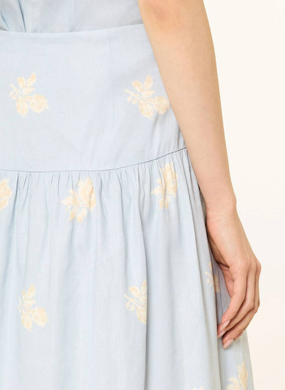 CP Floral-Print Linen-Blend Midi Skirt