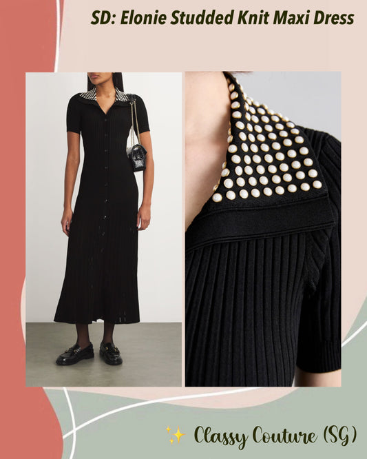 SD Elonie Studded Collar Rib Knit Maxi Dress