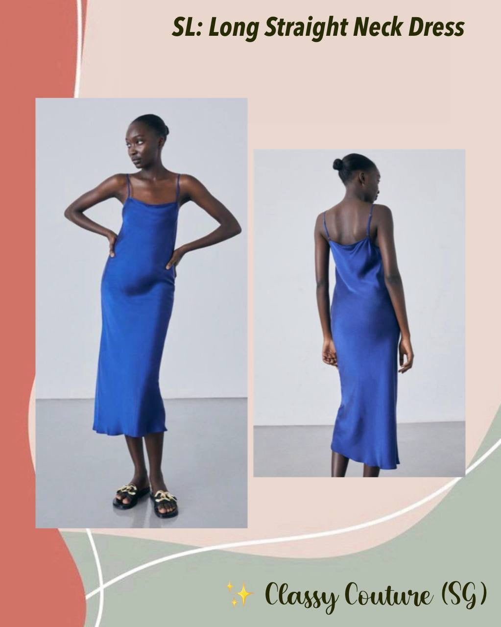 SALE! SL Long Straight Neck Midi Dress