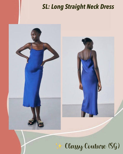 SALE! SL Long Straight Neck Midi Dress