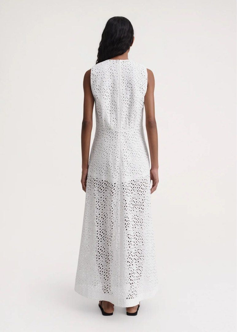 TOT Broderie Anglaise Cotton Maxi Dress in White