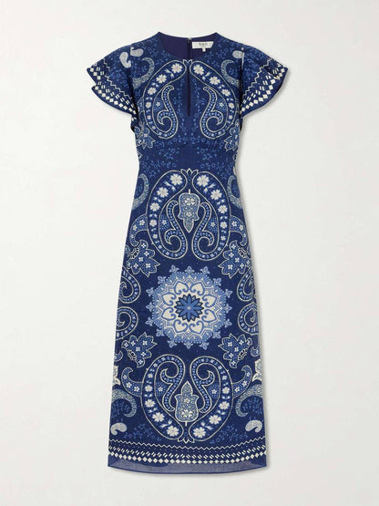 SE Navy Emelina Print Midi Dress