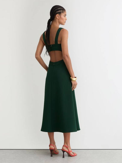 RS Dina Waisted Cut-Out Twill Midi Dress