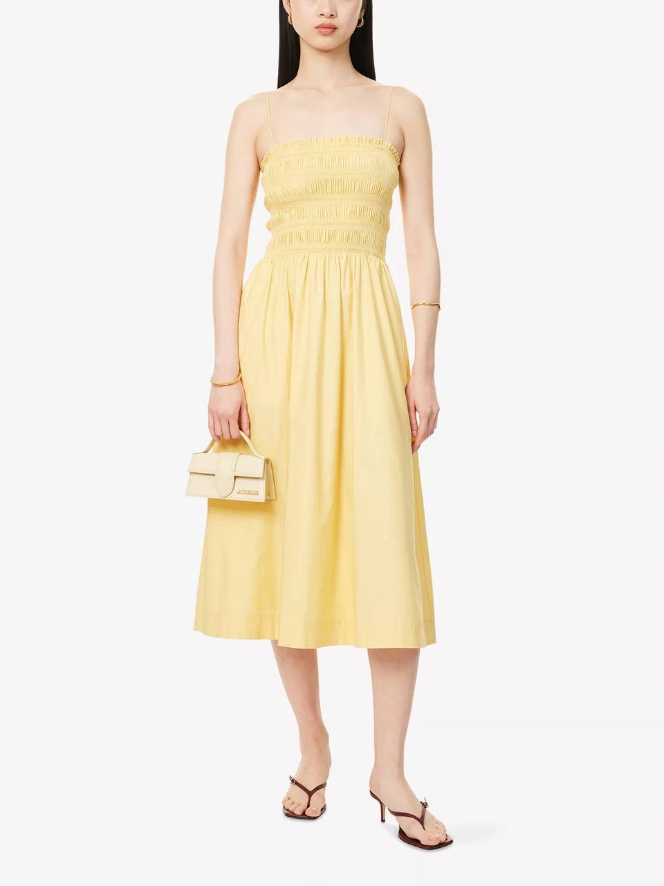 Ref Kerrie Smocked Cotton Midi Dress