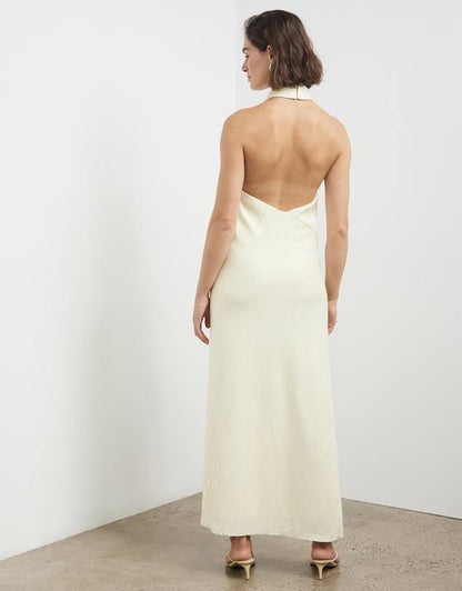 CM Alto Halter Backless Midi Dress
