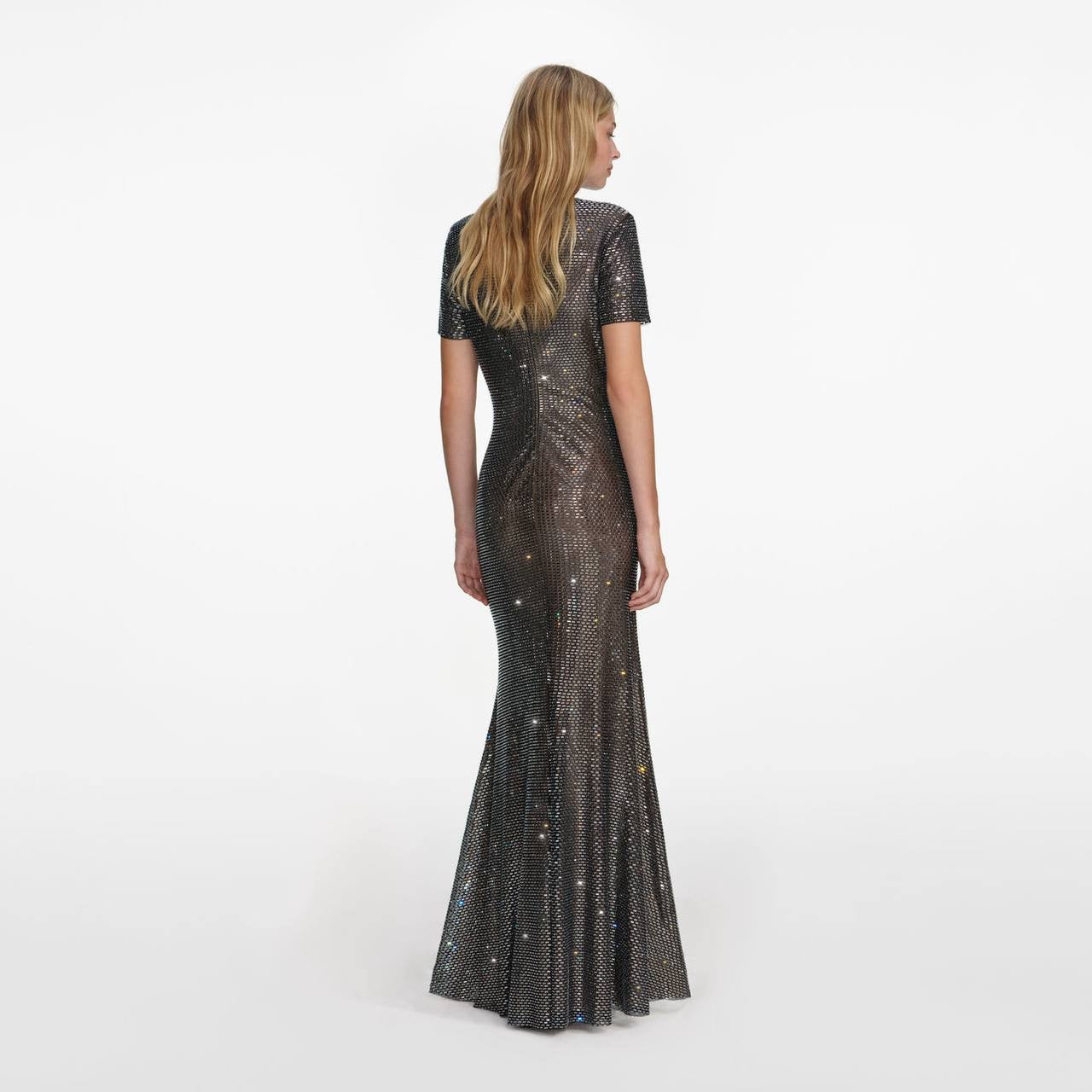 SP Gun Metal Mesh Rhinestone Maxi Dress