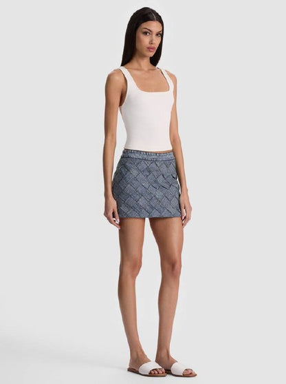 AO Rubi Woven Denim Micro Skirt in Indigo