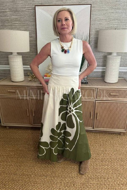 FR Palermo Botanical Cotton Midi Skirt