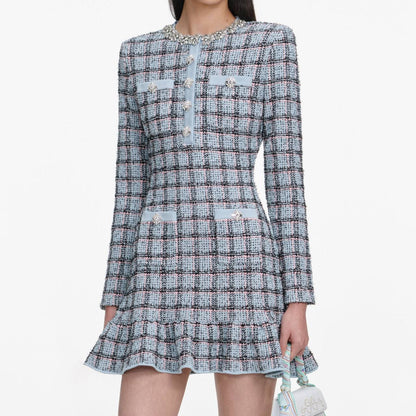 SP Blue Check Knit Mini Dress