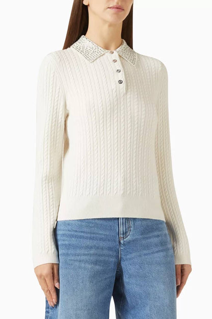 MJ Rhinestone Embellished Collar Cardigan
