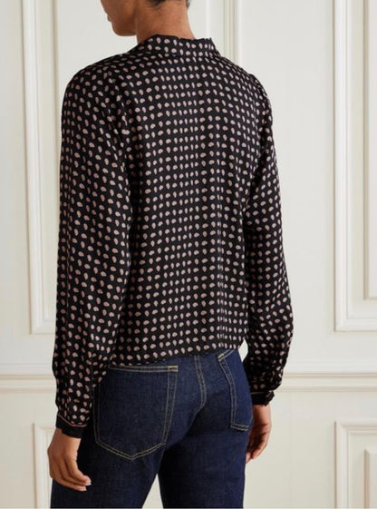 DN Juliana Silk-Viscose Long Sleeved Blouse Top