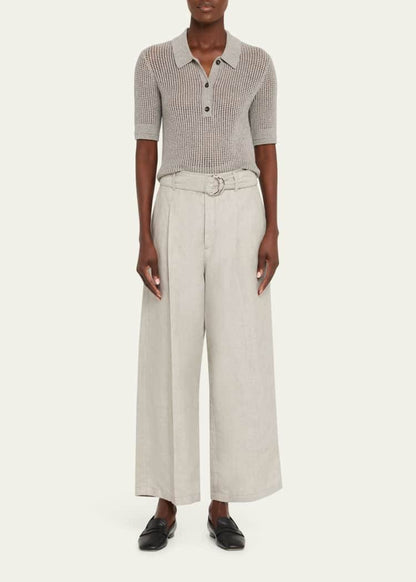 MM Cashmere-cotton Shrunken Mesh Polo Top