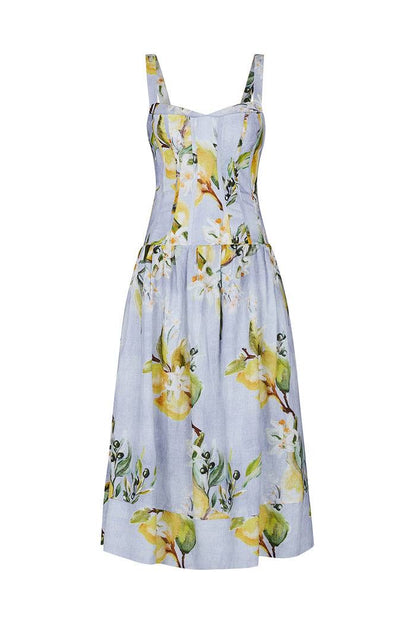 NC Makenna Dropwaist Linen Midi Dress