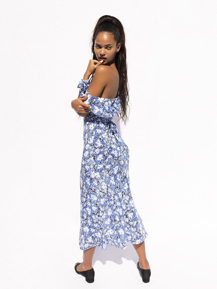 RP Lou Silk Midi Dress in Dandelion Blue