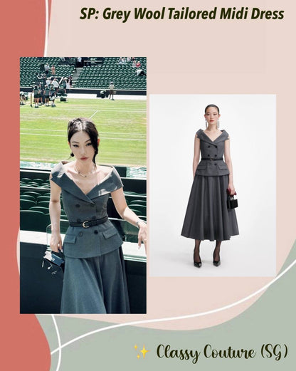 SP Grey Wool Tailored Midi Dress