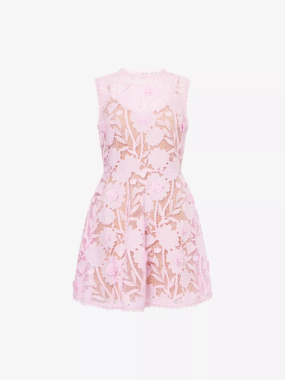 SP Pink Embroidered Floral Lace Mini Dress